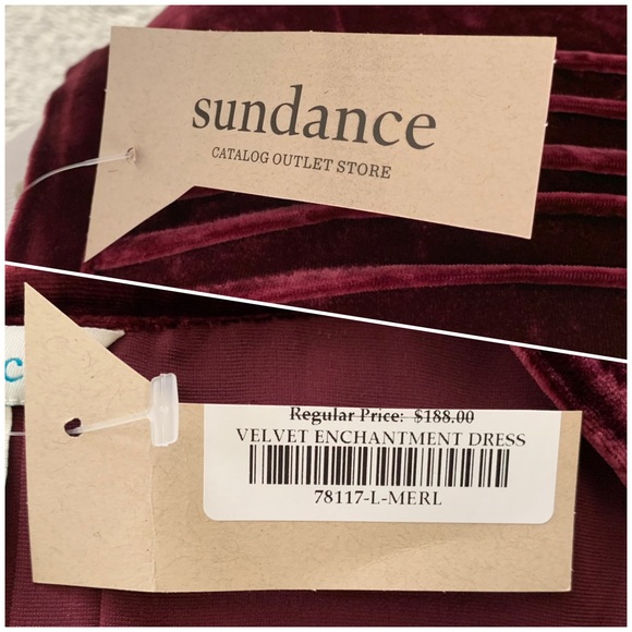 “Sundance” Burgundy Velvet Dress NWT size L - Picture 9 of 11